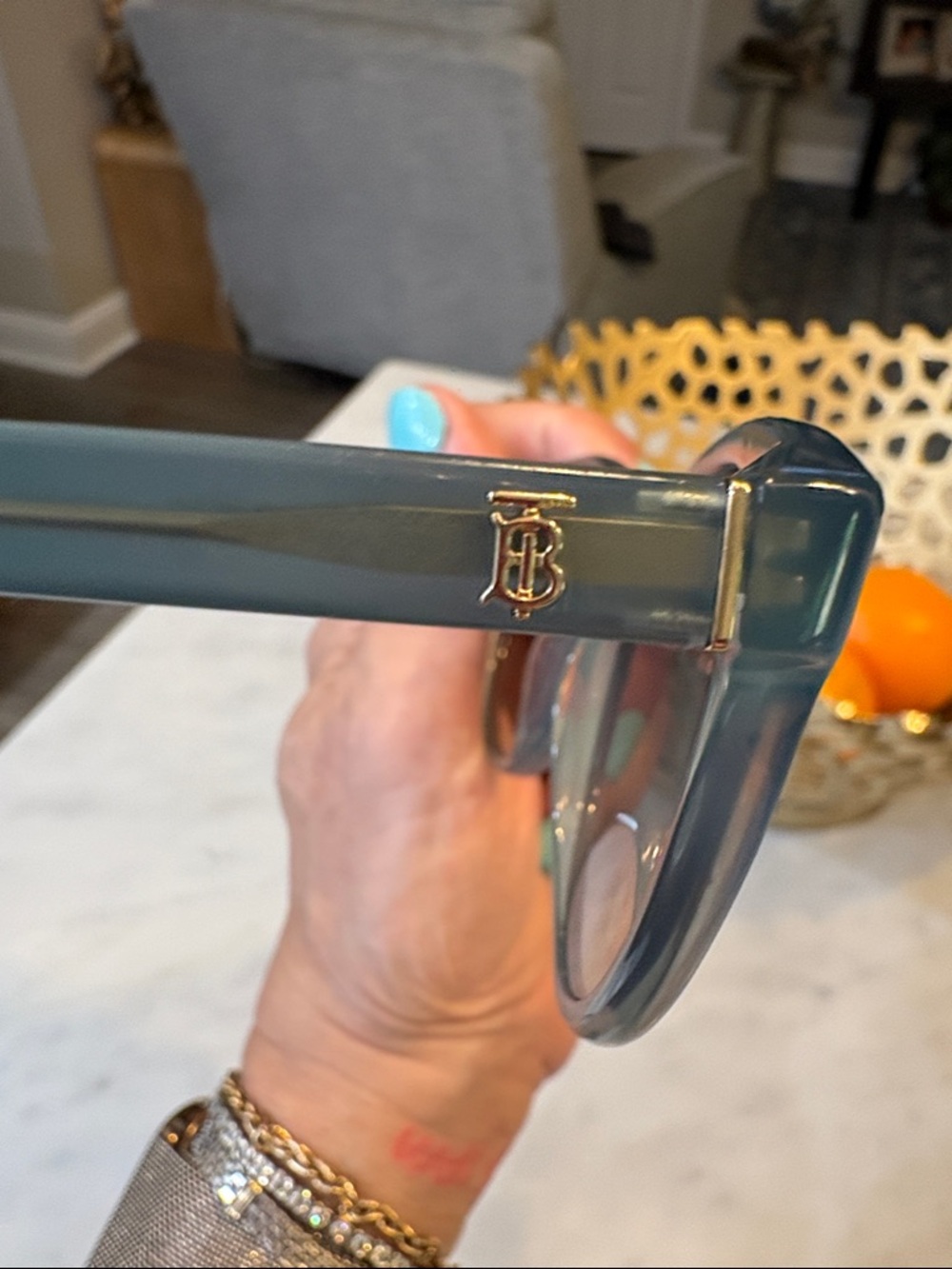 Burberry Amelia Sunglasses in Milky Blue - Picture 4 of 8